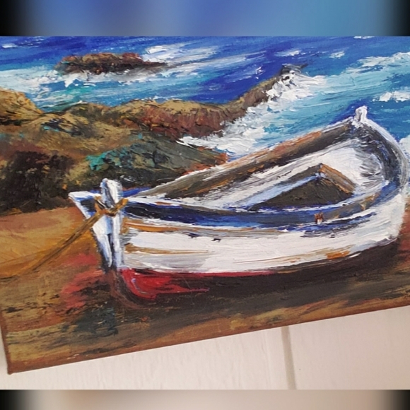Boat and sea oil painting by me💙 - Picture 3 of 3
